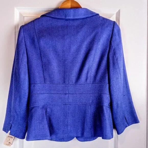 Vintage Kay Unger Periwinkle Blue Silk Belted Skirt Suit NWT